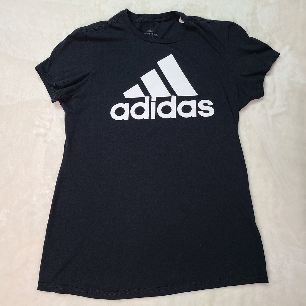 Adidas Go-To Tee Womens Medium Black Short Sleeve T-Shirt With Logo